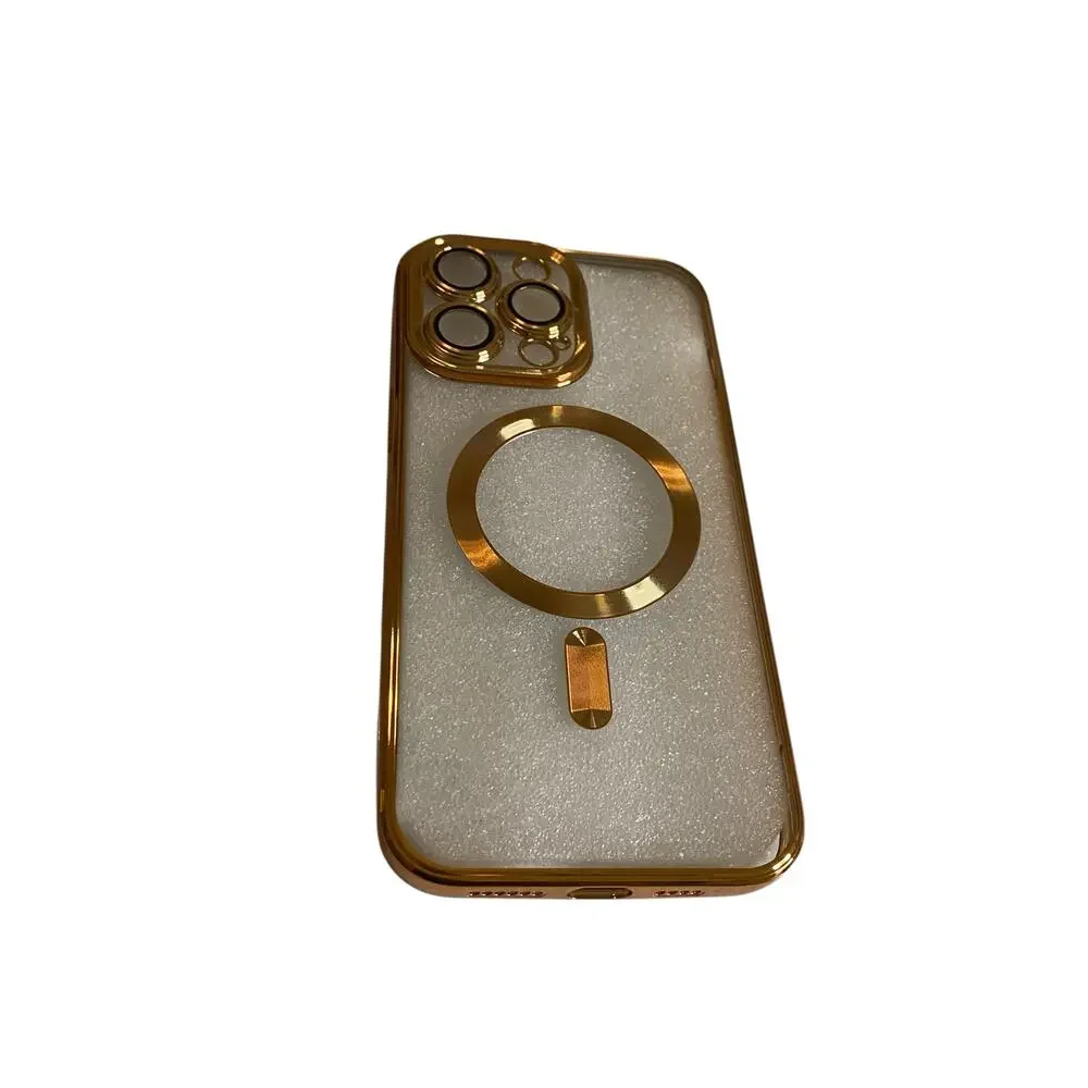 iPhone 13 Magnetic Case [MagSafe Compatible] Full Camera Lens Protector Gold Edg